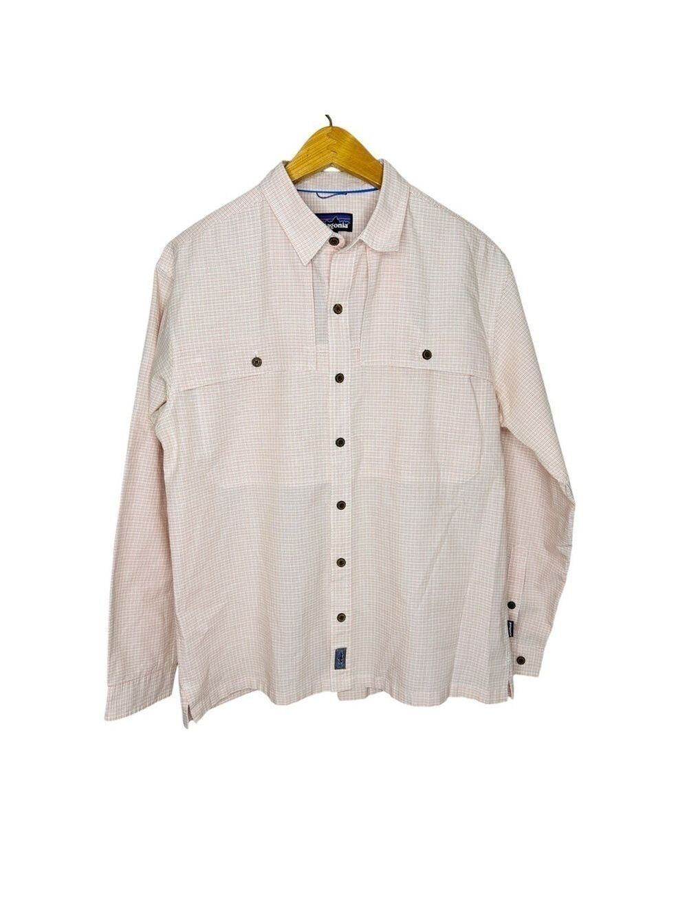 Patagonia Mens Check Pattern‎ Orange & Blue Button-Up Shirt Size M